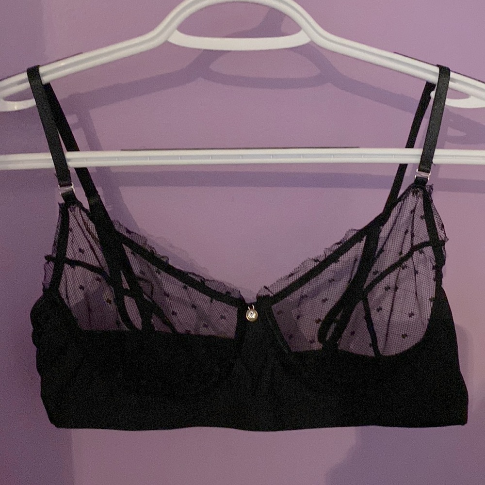 😈Sexy black lace and rhinestone bra😈